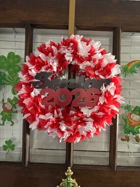 Spring 2026 Red and White Decorative Holiday Wreath